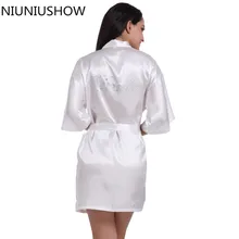 Модные невесты халат атласный пикантные Для женщин короткий свадебное кимоно халаты пижамы Ночная рубашка платье женская ночная рубашка в комплекте с купальным халатом Размеры S-XXL