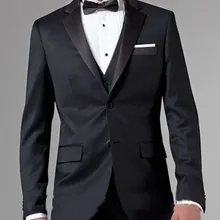 Италия шерсть для вязания шерсть костюм мужчины бизнес костюм однобортная важно черный 3шт смокинг / свадьба костюмы для мужчины