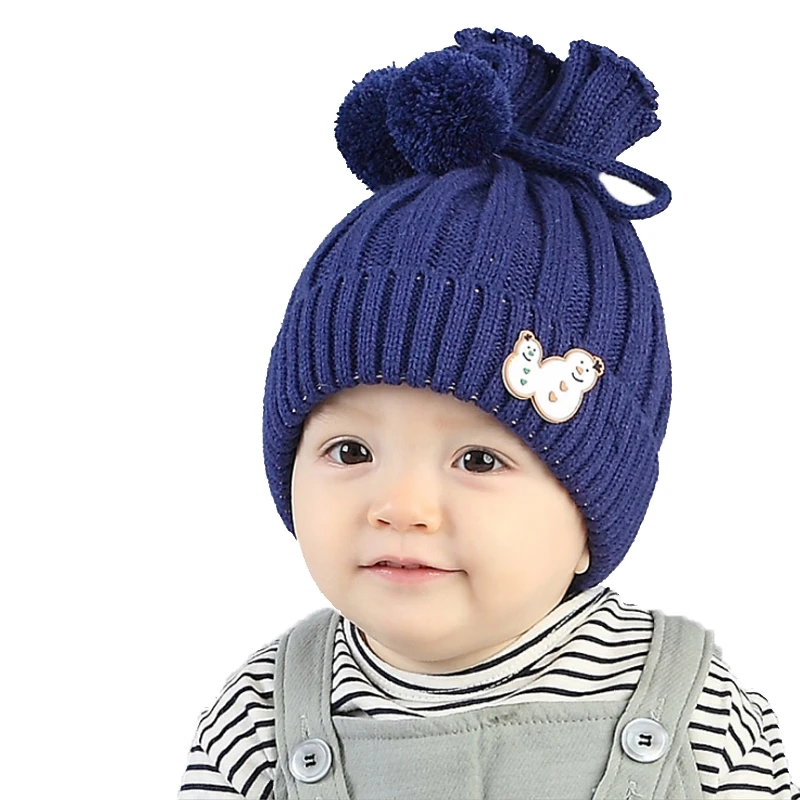 Children's winter hat newborn Snowman crochet baby hat for girls Dual