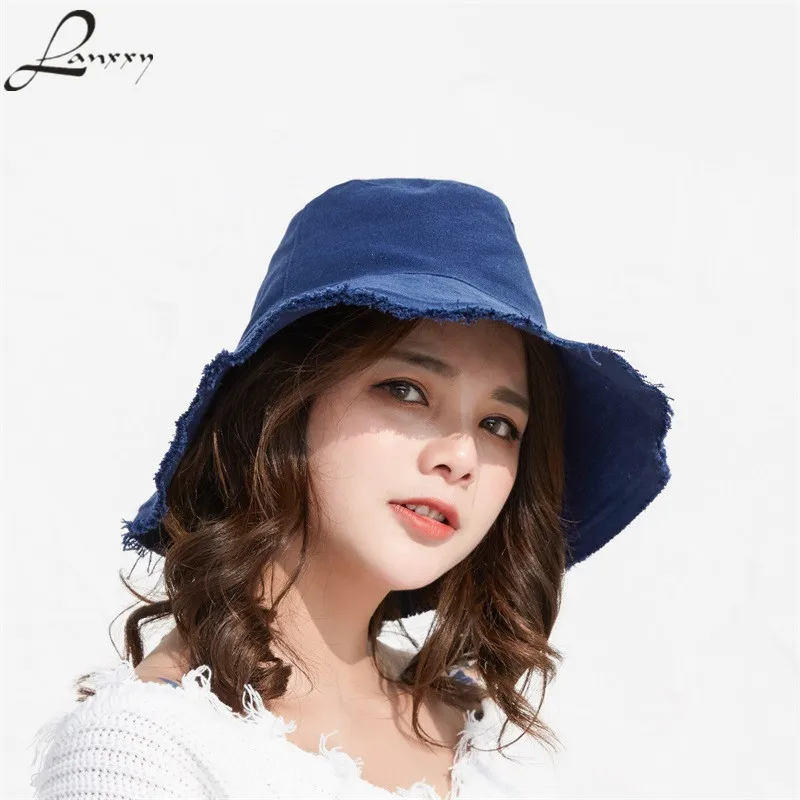 Lanxxy New Women Fashion Solid Bucket Hats Cotton Fishing Caps Female ...