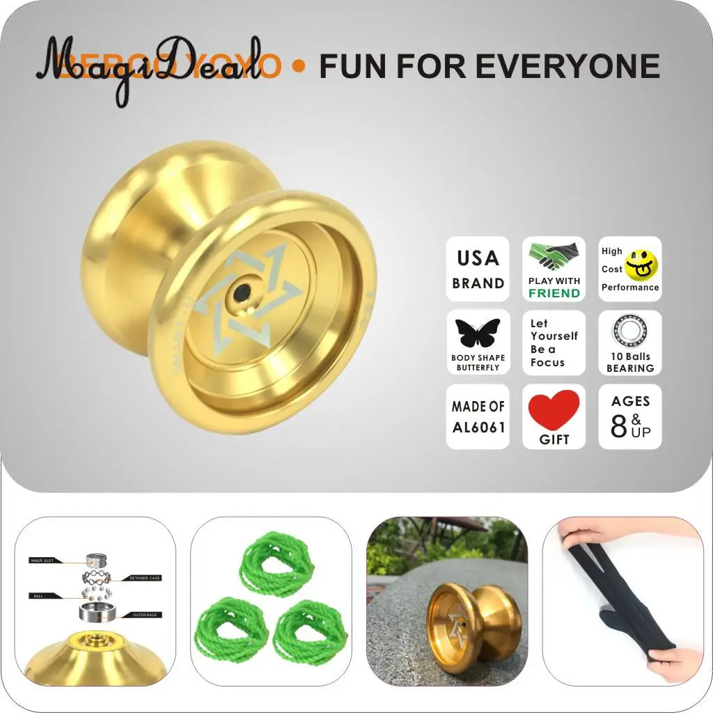 Traditional Aluminum YoYo Ball Bearing String Trick Alloy Chinese Yo Yo Set for Children Kids Adult Funny Toy Xmas Gift