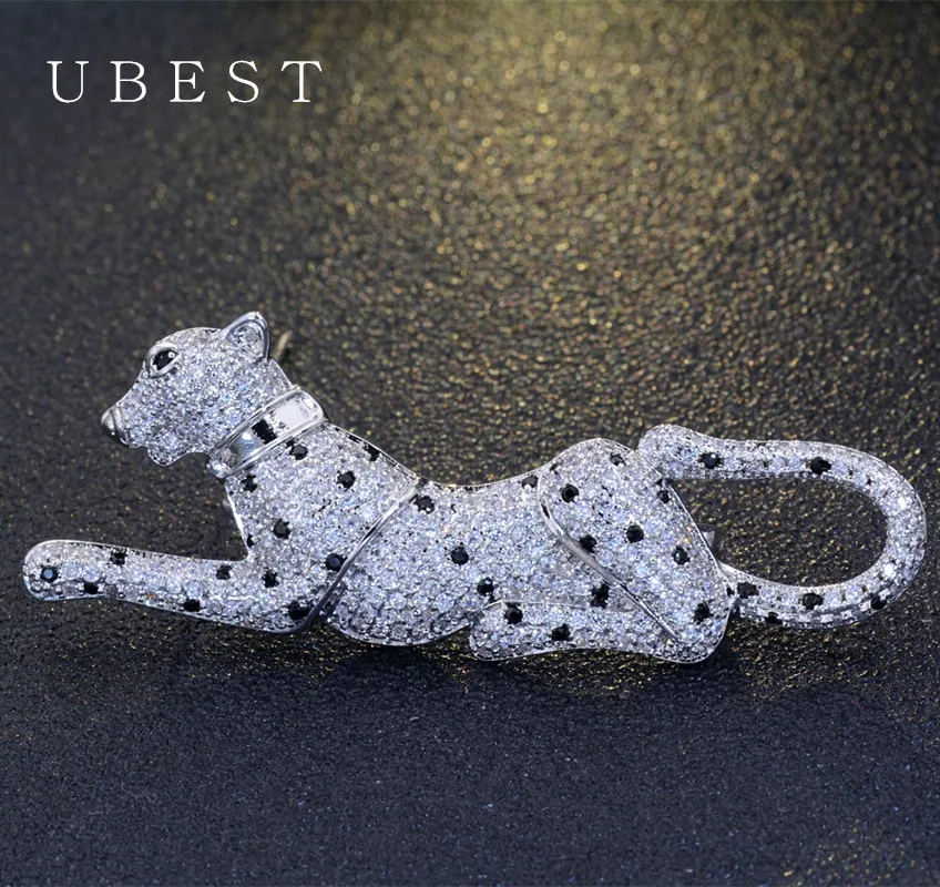 UBEST Роскошные брендовые циркониевые леопардовые броши в виде животных для женщин