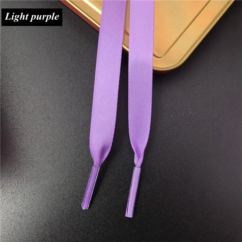 New 15 Color 1 cm Width Satin Silk Ribbon Shoelaces 80/100/120/150 CM Length Sneaker Sport Shoes Lace Drop Shipping S-2