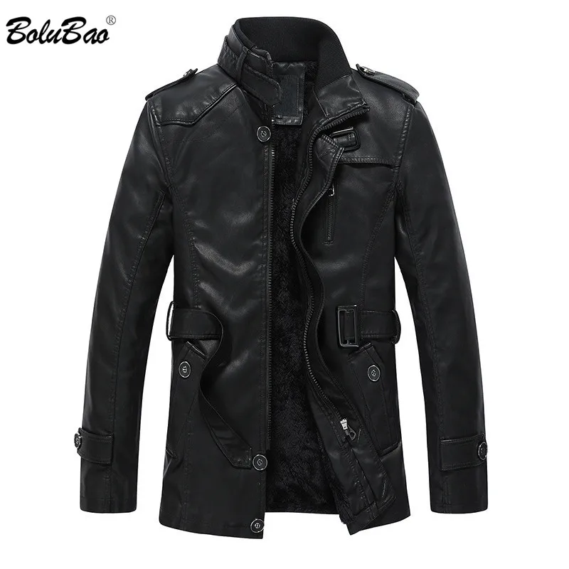 BOLUBAO зимняя кожаная замшевая куртка Мужская модная брендовая черная толстая подкладка с флисовой подкладкой Мужские Кожаные Куртки из искусственной кожи Верхняя одежда