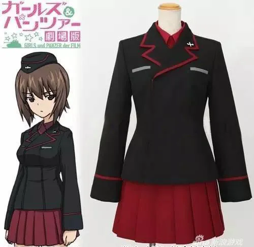 

Anime Girls and Panzer Uniform Maho Nishizumi Cosplay Costume with Hat
