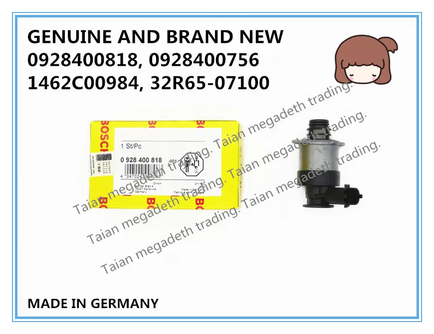 

GENUINE AND BRAND NEW DIESEL FUEL PRESSURE REGULATOR VALVE 0928400818, 0928400756, 1462C00984, 32R65-07100, 8-98332-286-0