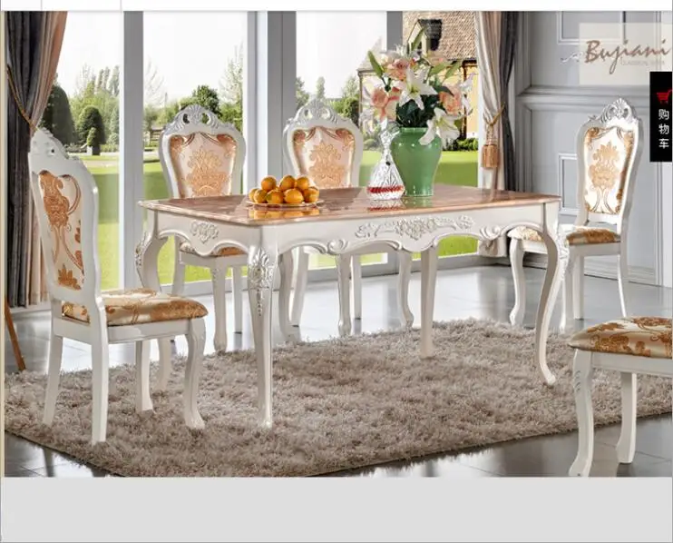 Antique Style Italian Dining Table, 100% Solid Wood Natural marble
Italy Style Luxury Dining Table Set o1099