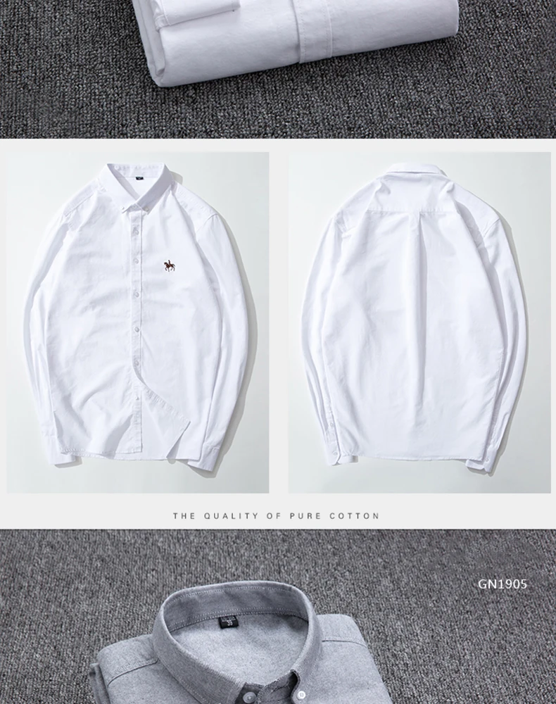 Men's Excellent Oxford Fabric Slim Fit Shirt Cover White