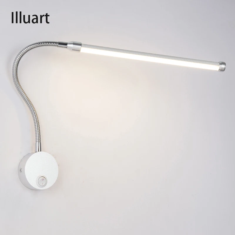 

6W LED Wall Lamps With Knob Switch Modern Bedroom Bedside Reading Lighting 360 Degree Angle Adjustable AC90-260V Hanging Light