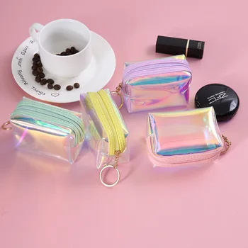 

New Korea Fashion Laser Coin Purse Square Jelly Transparent stoarge bag Multifunction students stationery holder school supplies