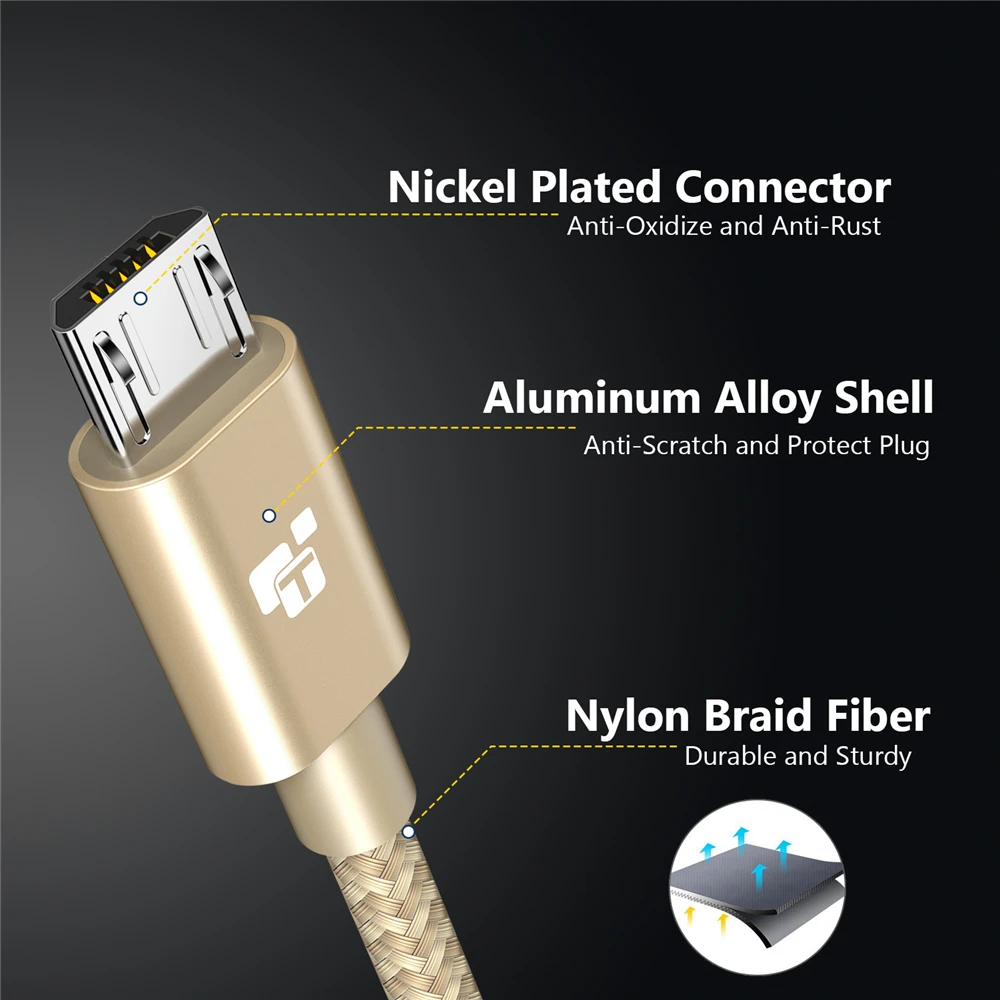 Tiegem مايكرو كابل usb لسامسونج Xiaomi سريع تهمة USB كابل بيانات 3 متر 2 متر 1 متر الروبوت سلك Microusb كابل شحن الهاتف المحمول كابل