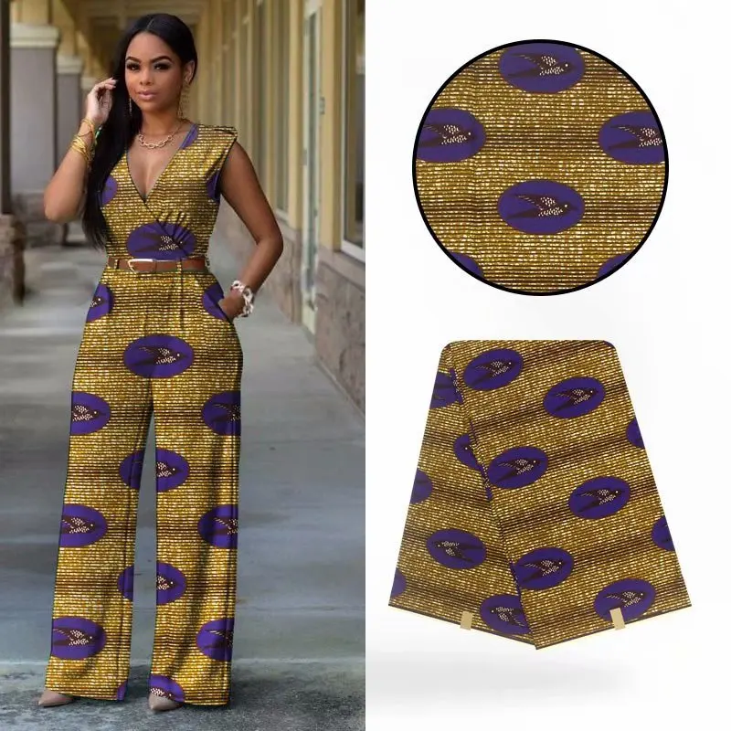 

6 Yards/lot Fashion gold background batik wax purple Swallow printed pattern african wax fabric for colothes VH134-3