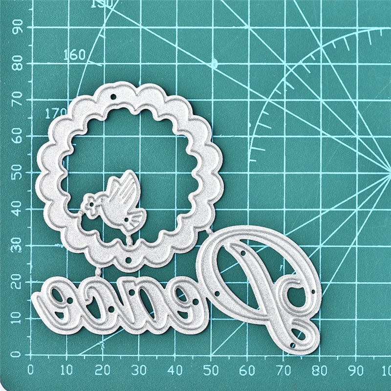 

Naifumodo Peace Pigeon Letter Metal Cutting Dies Scrapbooking for Card Making DIY Embossing Cuts New Craft Die Circle New Die