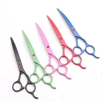 

50Pcs 7.0" 19.5cm Customized Logo 440C Wholesale Professional Pets Flur Clippers Dogs Hair Shears Bent Down Cutting Shears C4100