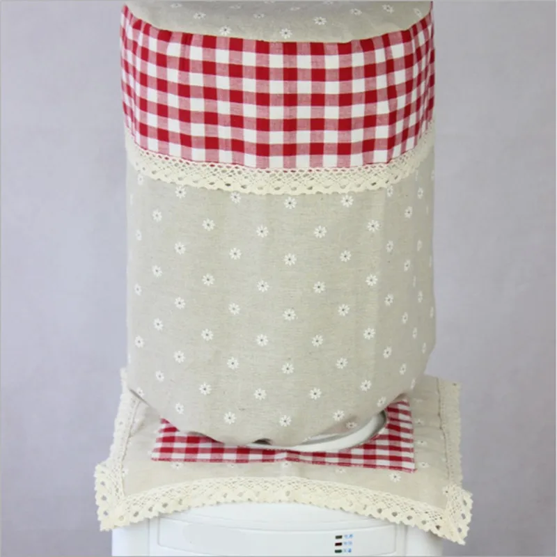 

2019 New Dust Cover Hot Sell Pastoral Style Lattice Water Dispenser Dust Cover Cotton Cloth 3 Colors