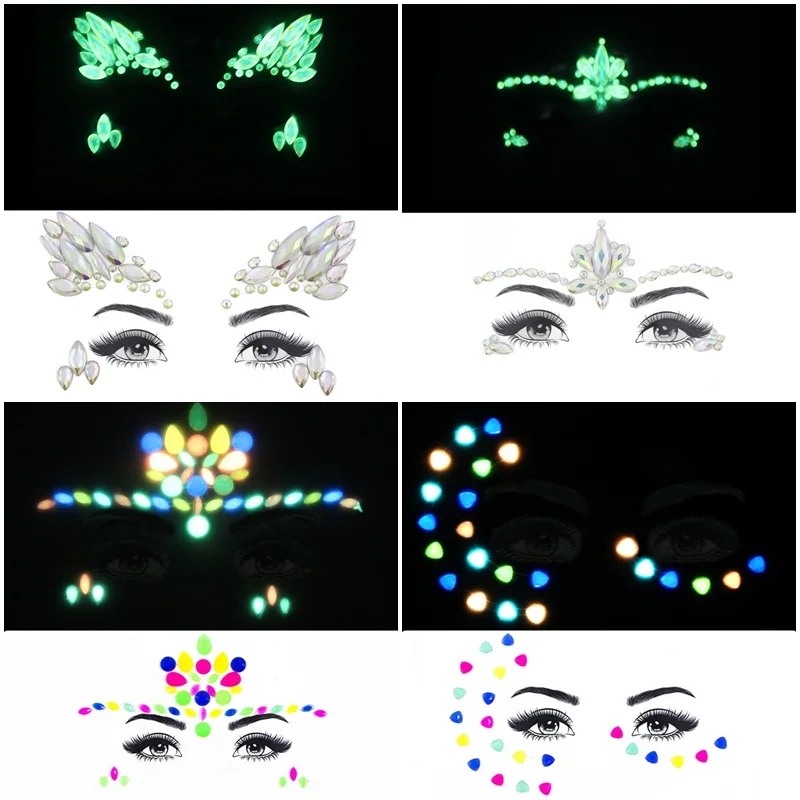 

Temporary Rhinestone Glitter Tattoo Stickers Face Jewels Gems Music Festival Party Makeup Body Jewels Flash Face Crystal Stick