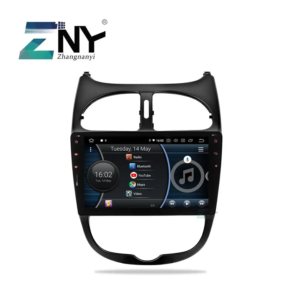 Top 9" HD Android 9.0 Car Stereo GPS For Peugeot 206 Auto Radio FM RDS WiFi Audio Video Headunit Navigation Reverse Camera No DVD 1