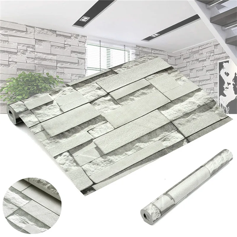 

Newest 0.53x10m Vintage Household Brick Pattern 3D Non-woven Stone Brick Wallpaper Wall Paper Tape