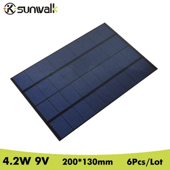 

SUNWALK 6pcs 12V 4.2W Solar Panel Module DIY Polysilicon 350mA Mini Solar Panel Cell for Test and Solar System 200*130mm