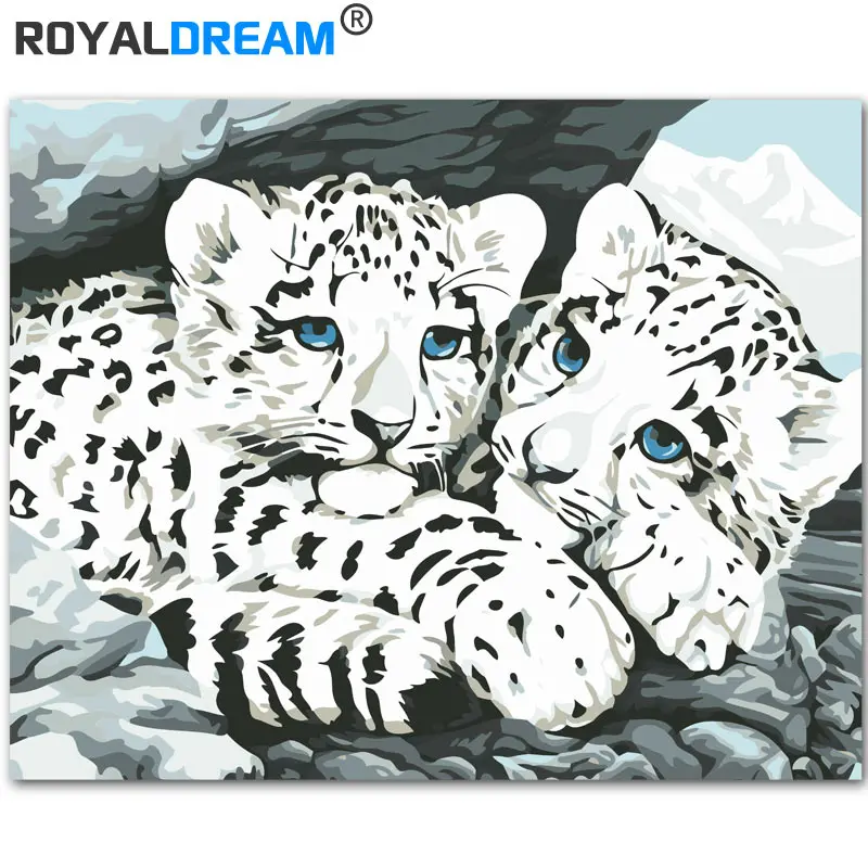 ROYALDREAM снег Леопард животные DIY Цифровая живопись по номерам Современная