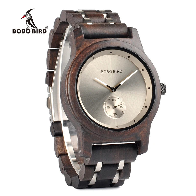 BOBO BIRD Wooden Watches Men Luxury Wristwatch Clock Functional Stop Watch relogio masculino K-Q18