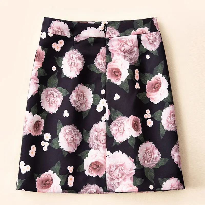 1 Roosarose Calidad Moda Mujeres Vintage Alta Impresión Faldas Mini Falda 2019 De Floral Las Rojo Elegante Pista La Negro 2 dpUqIIw