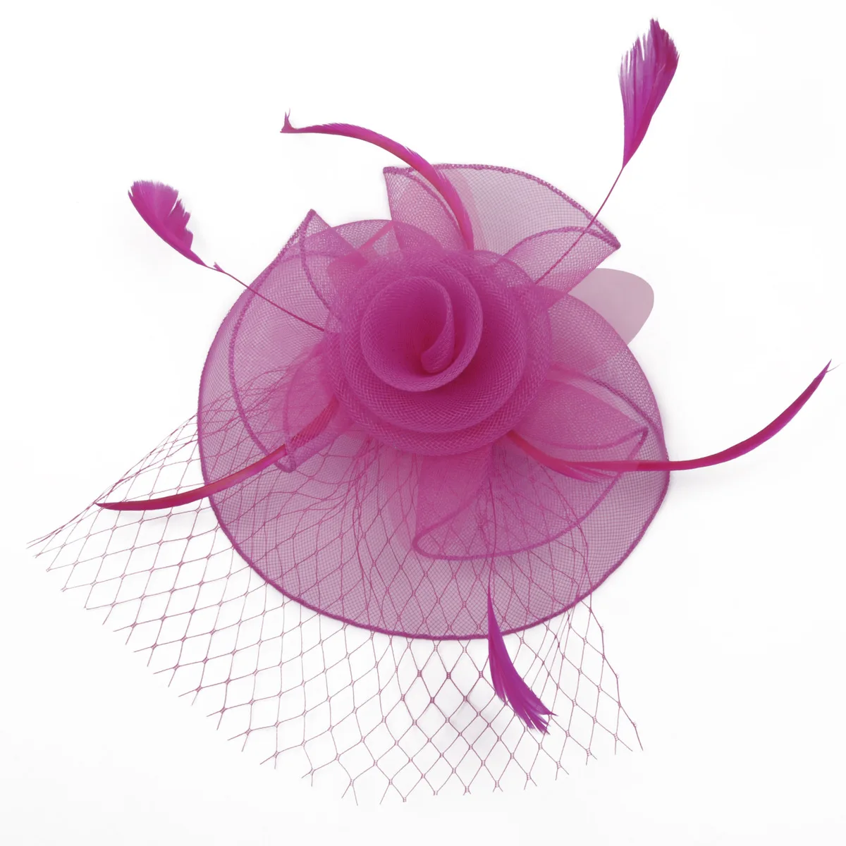 Свадебные головные уборы для невесты, вуалетки для женщин, черные, белые, вечерние, кружевные, в стиле пэчворк, с цветком, Sinamay, с перьями, с вуалью, головной убор - Цвет: roseo