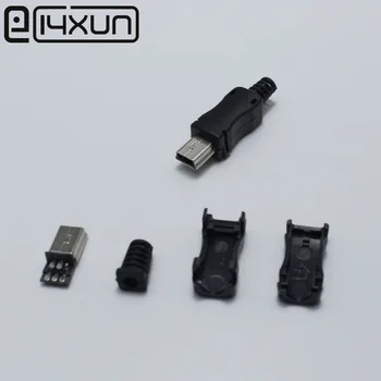 

10pcs DIY OTG Mini Type B USB 5Pin Welding Male Plug Connector 4 in 1 Connector Adaptor Black