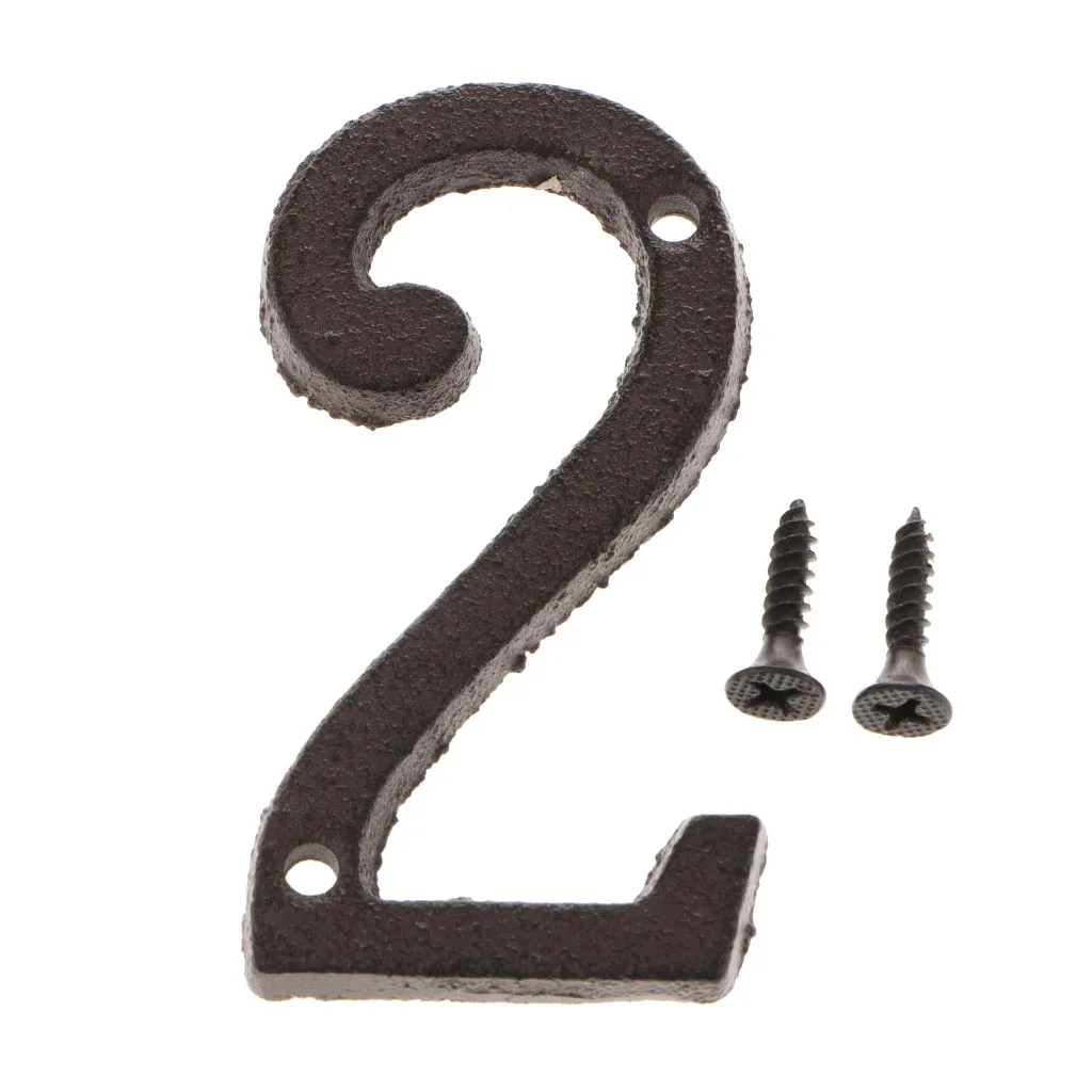 Cast Wrought Iron House Office Door Number Signs Plaque Country Style Digits Sticker Plaque Home Hotel Room Door Decor 0-9