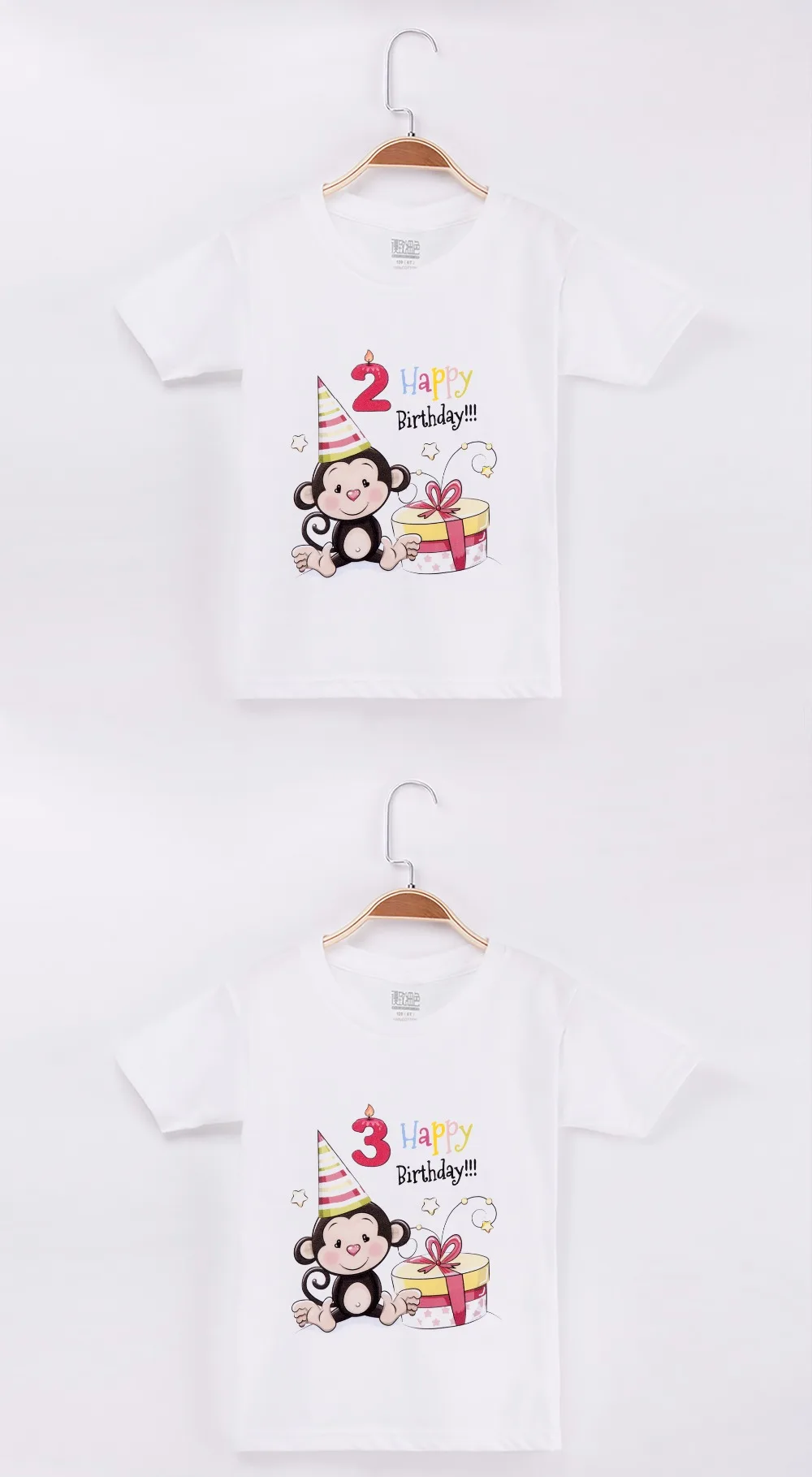 Roupas de Aniversário para Meninos Crianças dos Desenhos Conjunto de Roupas de Bebê 2019 Kawaii Macaco t Shirt 100% Algodão Animados Menina Cobre Crianças Camisas Marca 5 China brands clothes for boys Suppliers