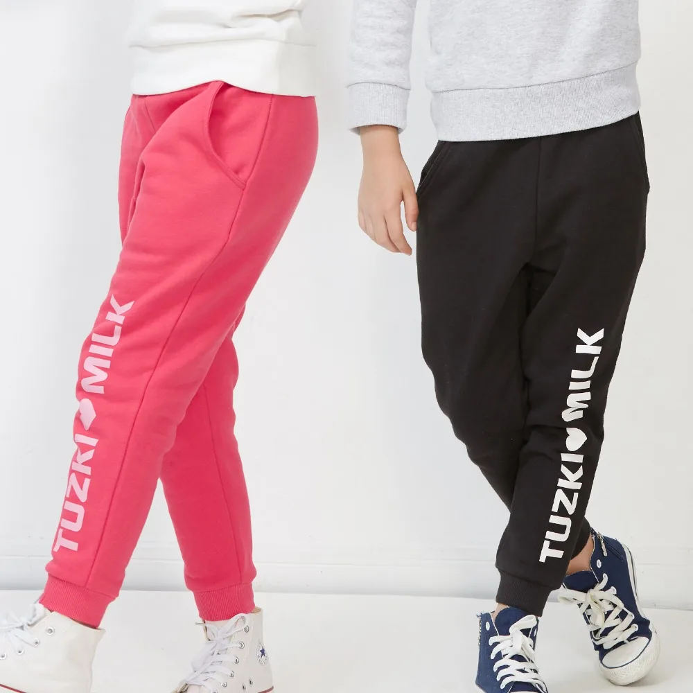

THREEGUN X Tuzki Children Pants Boys Girls Sweatpants Harem Pants Cotton Velvet Warm Kids Trousers Children Thick Trousers