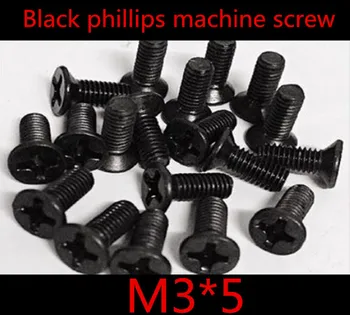 

1000pcs/lot DIN7985 M3*5 Steel With Black Cross Recessed Phillips Flat Head Countersunk Machine Screw