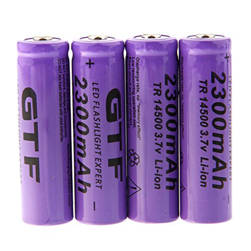 GTF 4 шт 14500 батареи 3 7 V 2300mAh литий ионная аккумуляторная батарея для светодиодный