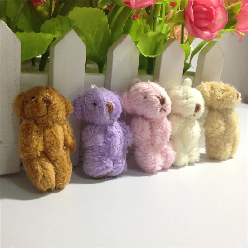 2017 New Mini Joint Bear Long Plush Toys Cute Teddy Bear Soft Stuffed Dolls DIY Materials 4.5cm 50pcs  (3)
