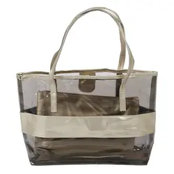 Водонепроницаемый половина прозрачная сумочка, ПВХ пляжная сумка и полиэстер с небольшой мешок (золото)