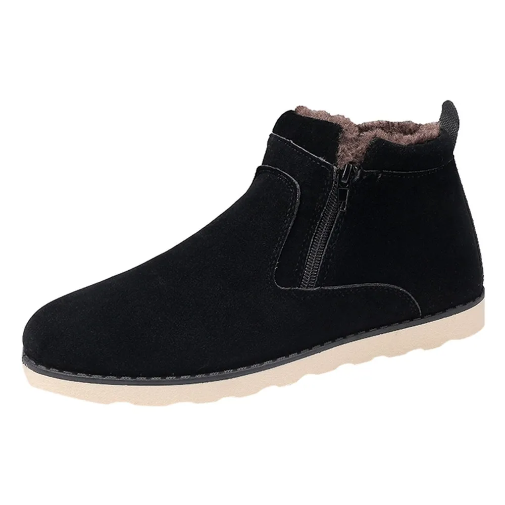 SAGACE/Новинка года; зимние теплые бархатные повседневные мужские ботинки в стиле ретро; зимняя обувь; мужская повседневная обувь; защитная обувь - Цвет: Черный