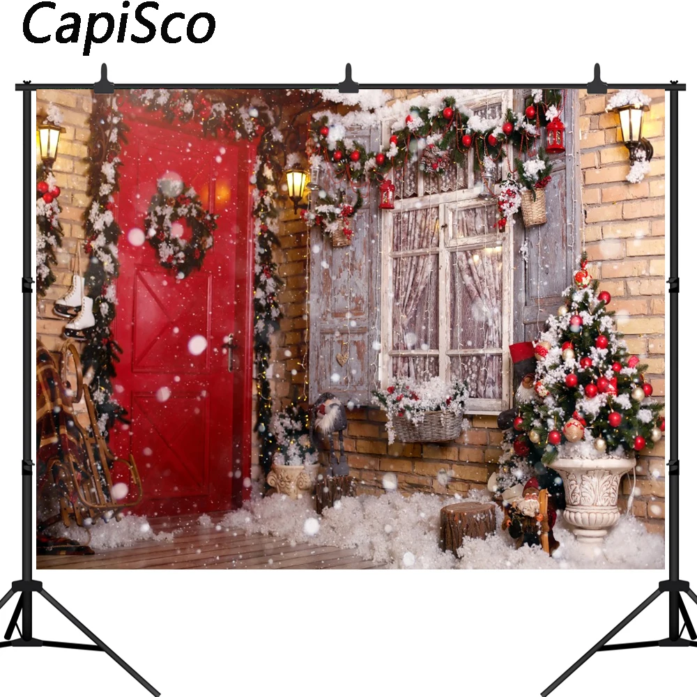 

Capisco photography backdrop Snow winter house Christmas tree party children new background photocall customize photo printed