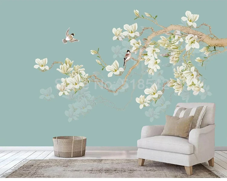 Пользовательские Papier Peint росписи 3D ручной росписью китайский стиль цветок птица настенные фрески гостиная спальня фон фото обои