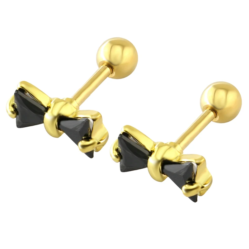 2 Pcs 16g Gauge Stud Earring For Women/Lady Gold Color Cartilage
