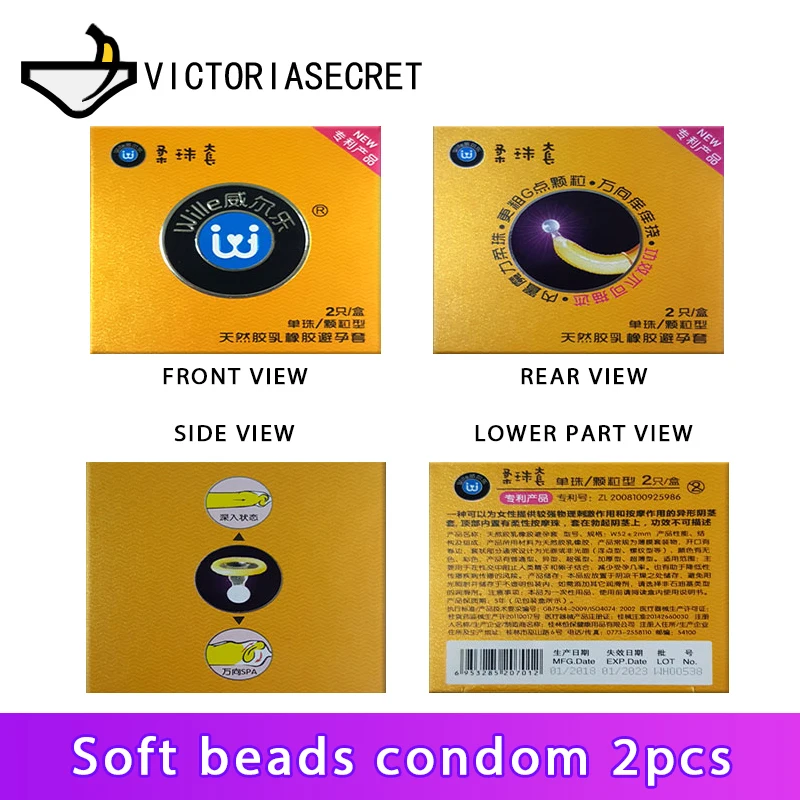 2 Pcs Single Bead Condom Penis Sleeve G Point Large Grains Wolf Tooth Penis Ring Adult Toys For Men Cock Condoms Sex Toys Dildo