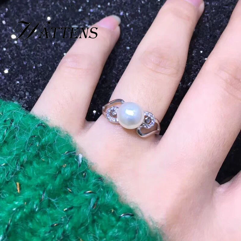 

925 sterling silver ring Natural freshwater pearl ring for women White Black pearl jewelry Wedding party birthday gift 2019 New