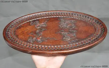 

wedding decoration Chinese Boxwood wood auspicious eight treasures statue Tray Pallets Dish plate