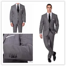 Новое поступление, приталенные мужские костюмы светло-серого цвета с двумя пуговицами, классический деловой костюм на заказ, мужской костюм из 2 предметов
