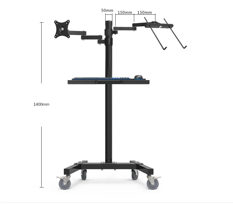 Двойной держатель для монитора+ держатель для ноутбука PS стенд-тележка сидячая стойка рабочая станция напольная стойка передвижная тележка
