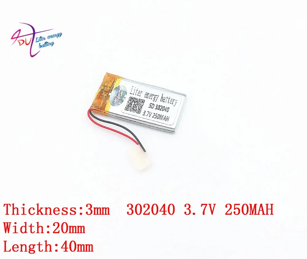 

Size 302040 3.7V 250mah Lithium Tablet polymer battery with Protection Board For MP3 MP4 MP5 GPS Digital Products Fr