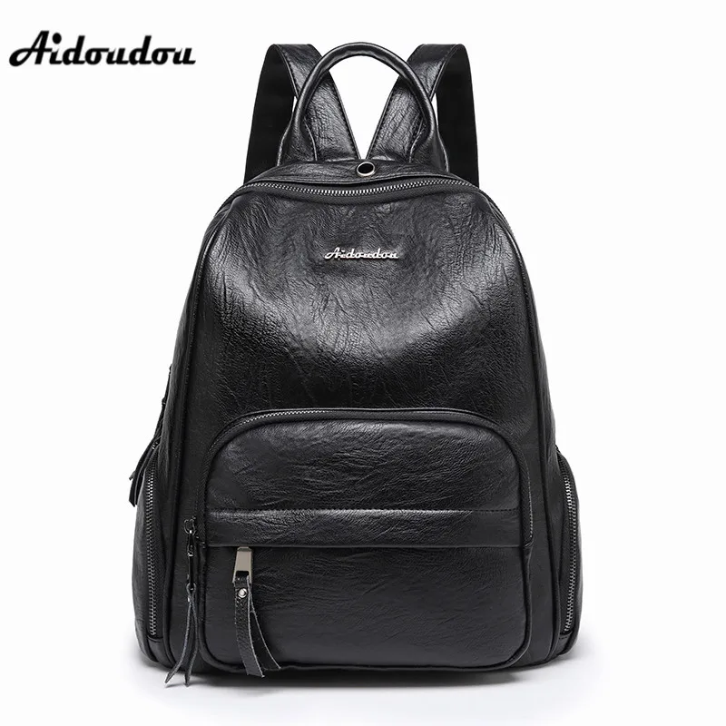 

AIDOUDOU Brand 2018 Leather Backpack Fashion PU School Bags for Students Girls Bagpack Travel Women Backpack Mochila Feminina