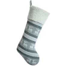 Трикотажное боди с оленем цвета слоновой кости, Рождественский носок с отделкой 1" x 19", серебристо-серый