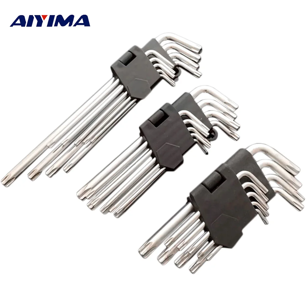 

AIYIMA Torque Wrench Torx Socket Hexagon Key 9Pcs/ Set Flower Type Rice Characters Metric Short Meihua Inner Box End Suit Tools