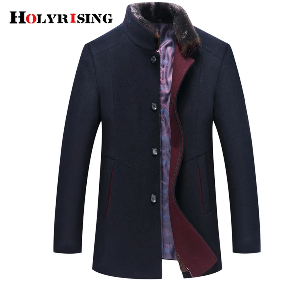 Holyrising Casaco Masculino Abrigo Wool Coats Thicken Men Woolen Coat Warm Overcoat Fur Collar Jackets Plus Size M-6XL 18439-5 Holyrising Casaco Masculino Abrigo Wool Coats Thicken Men Woolen Coat Warm Overcoat Fur Collar Jackets Plus Size M-6XL 18439-5