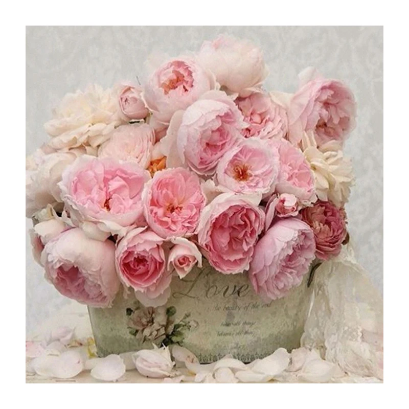 Pink peony flowers Diamond DIY 5D Diamond Painting Embroidery Patterns Rhinestones Mosaic needlework 3D Full bead hobby